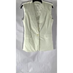 KARL KARL LAGERFELD Women's White One-Button Notch Collar Suit Vest SZ 36(US2)